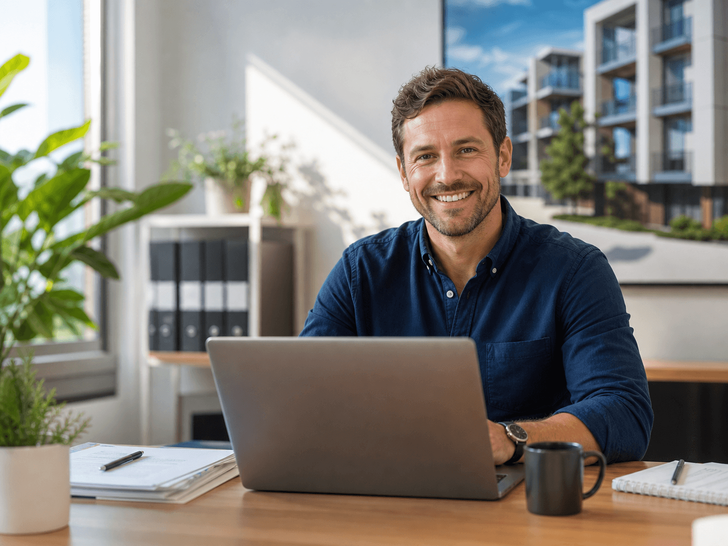 Property operator reviewing portfolio details